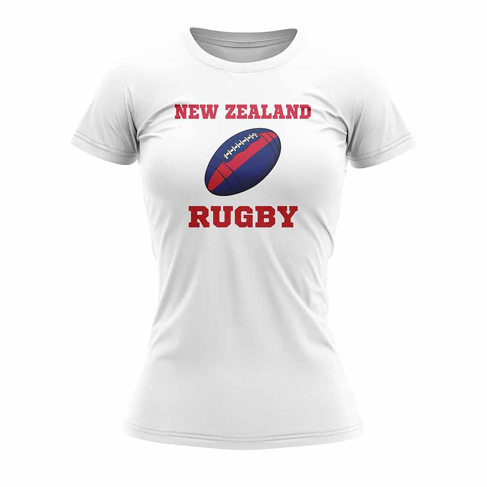 New Zealand Rugby Ball T-Shirt (White)  - Ladies Product - Football Shirts UKSoccershop   