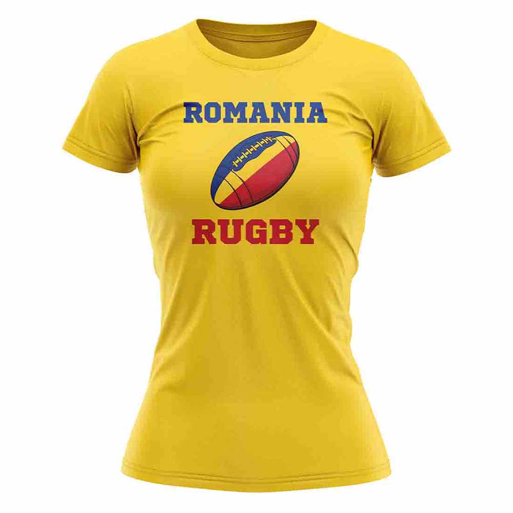 Romania Rugby Ball T-Shirt (Yellow) - Ladies Product - Football Shirts UKSoccershop   
