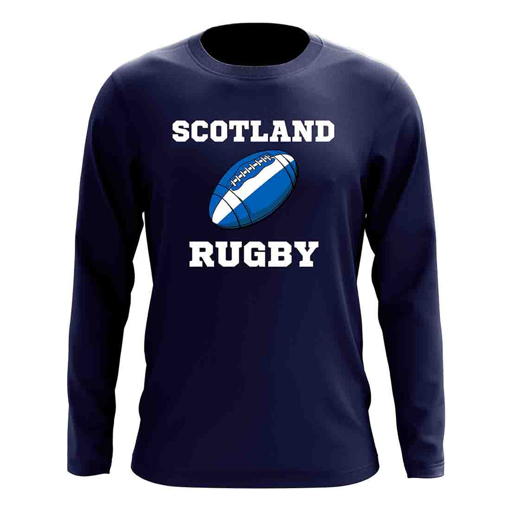 Scotland Rugby Ball Long Sleeve Tee (Navy) Product - T-Shirt UKSoccershop   