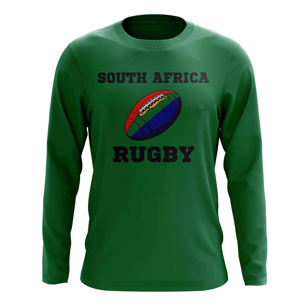 South Africa Rugby Ball Long Sleeve Tee (Green) Product - T-Shirt UKSoccershop   