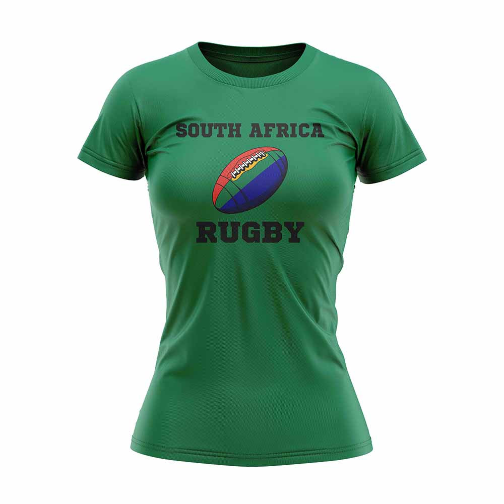South Africa Rugby Ball T-Shirt (Green) - Ladies Product - Football Shirts UKSoccershop   
