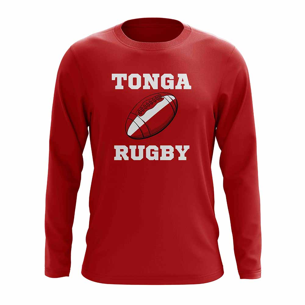 Tonga Rugby Ball Long Sleeve Tee (Red) Product - T-Shirt UKSoccershop   