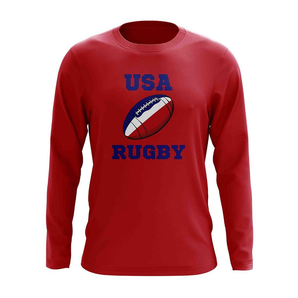 USA Rugby Ball Long Sleeve Tee (Red) Product - T-Shirt UKSoccershop   