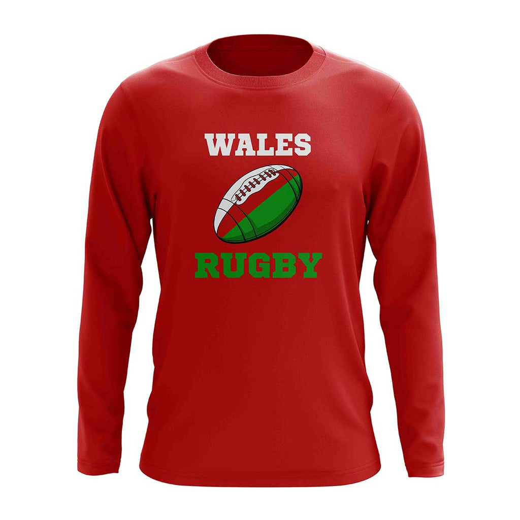 Wales Rugby Ball Long Sleeve Tee (Red) Product - T-Shirt UKSoccershop   