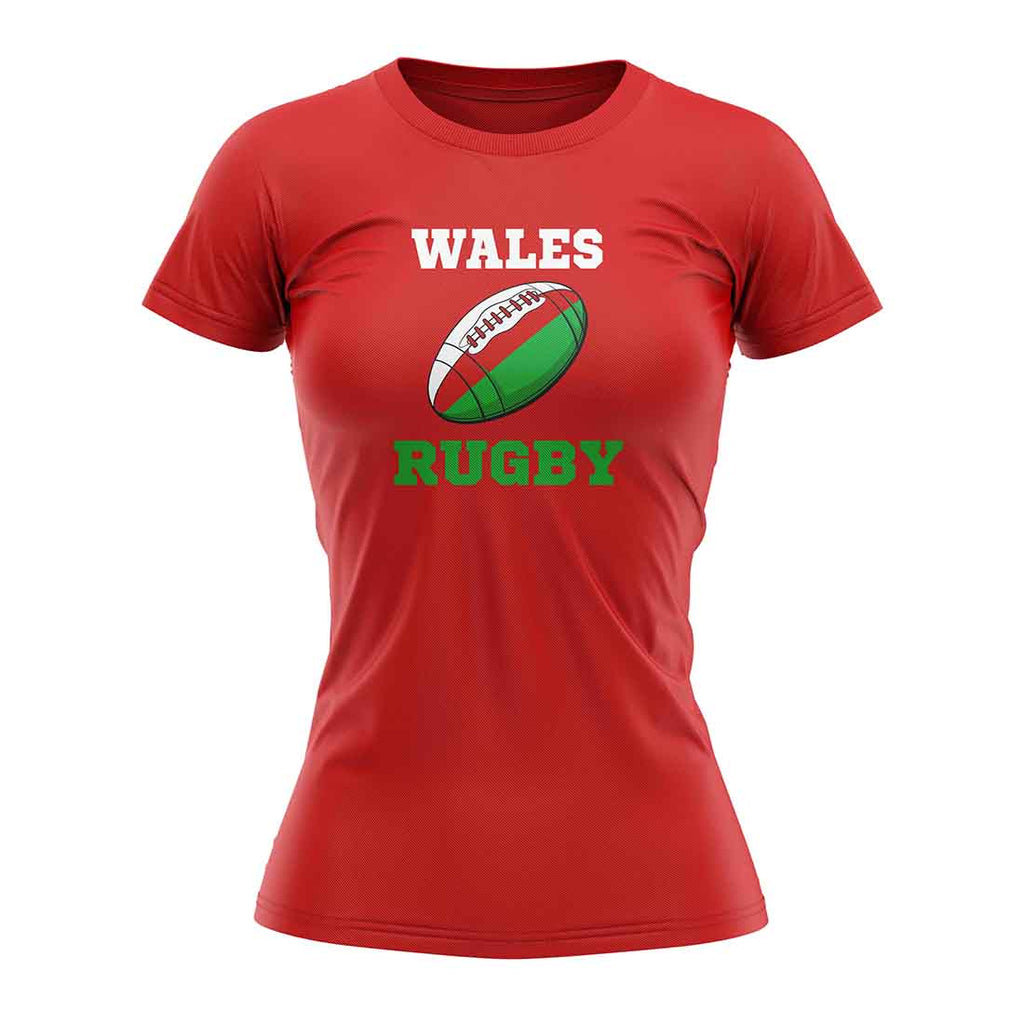 Wales Rugby Ball T-Shirt (Red) - Ladies Product - Football Shirts UKSoccershop   