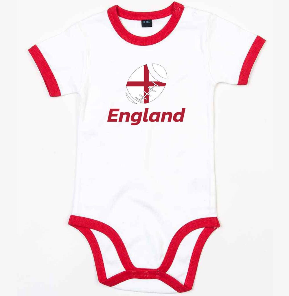 England Rugby Ringer Bodysuit - White/Red (Baby) Product - Football Shirts UKSoccershop   