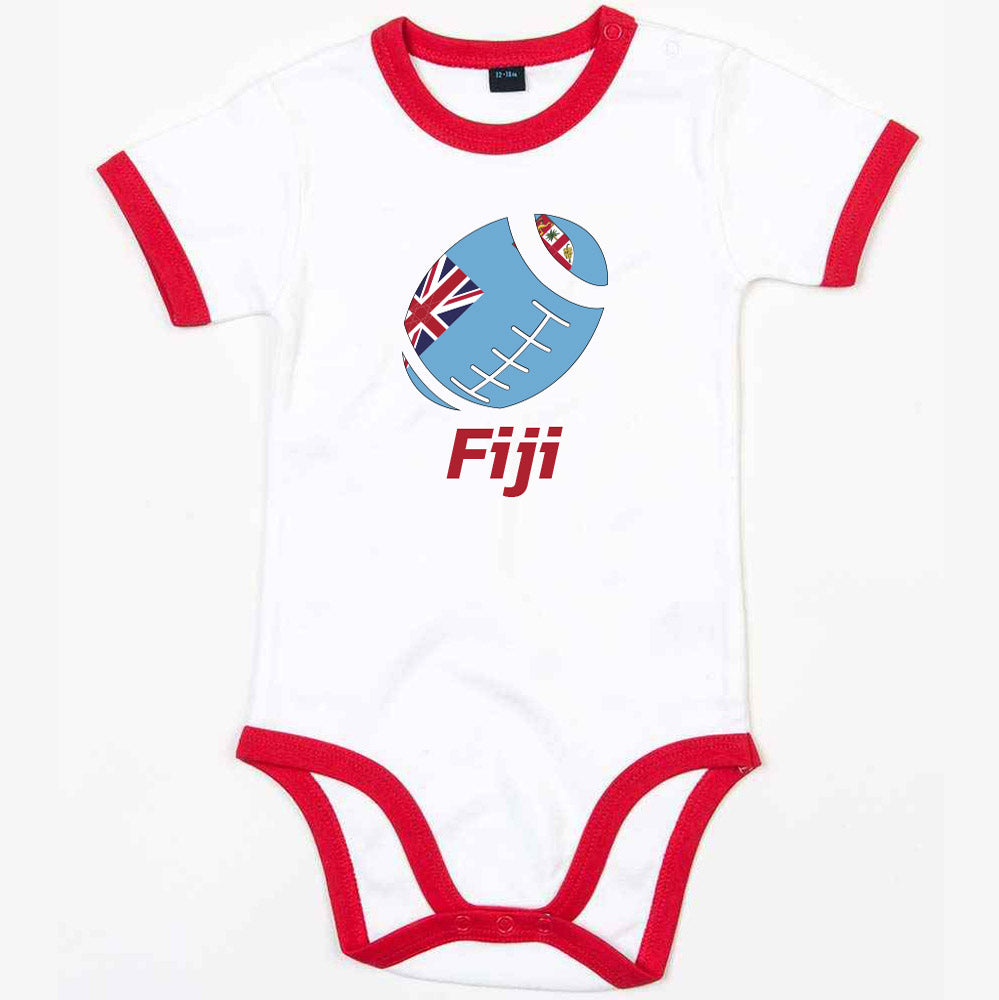 Fiji Rugby Ringer Bodysuit - White/Red (Baby) Product - Football Shirts UKSoccershop   