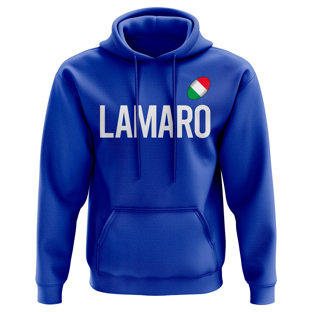 Michele Lamaro Italy Rugby Hoody (Royal)  UKSoccershop   