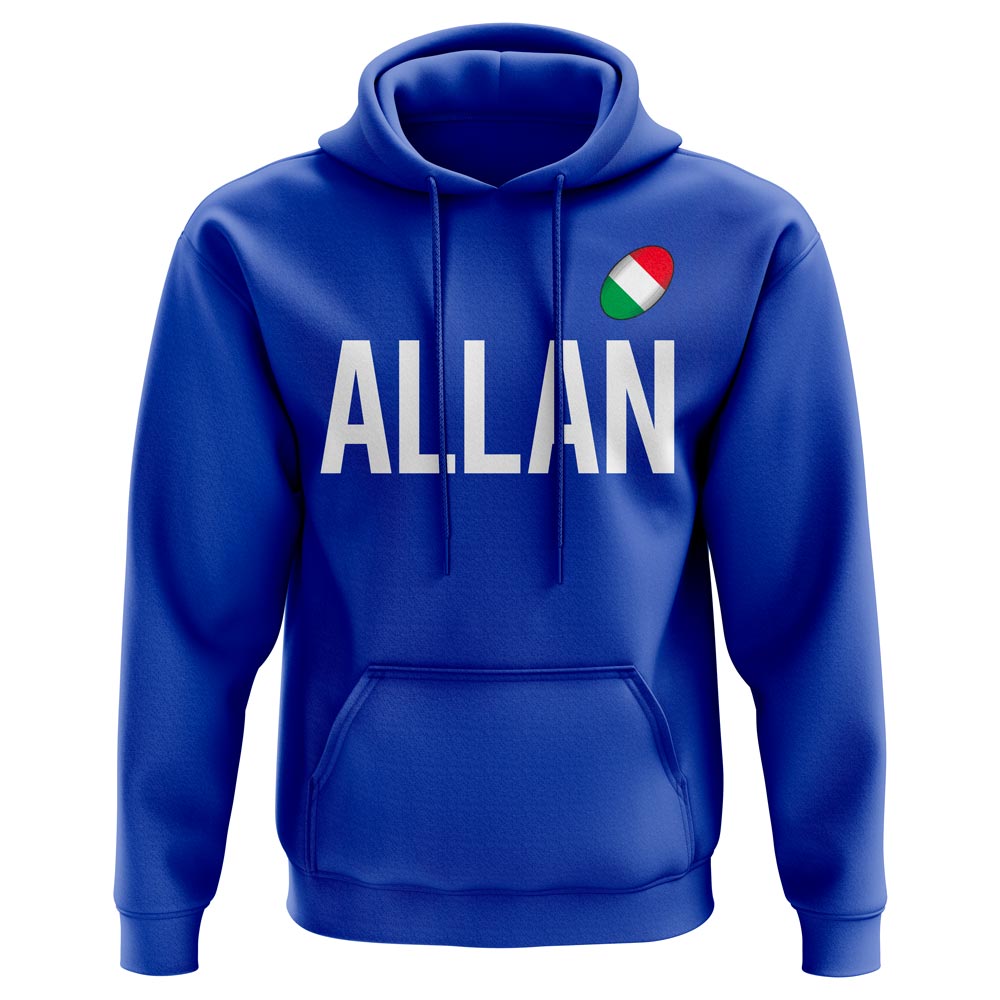 Tommaso Allan Italy Rugby Hoody (Royal)  UKSoccershop   