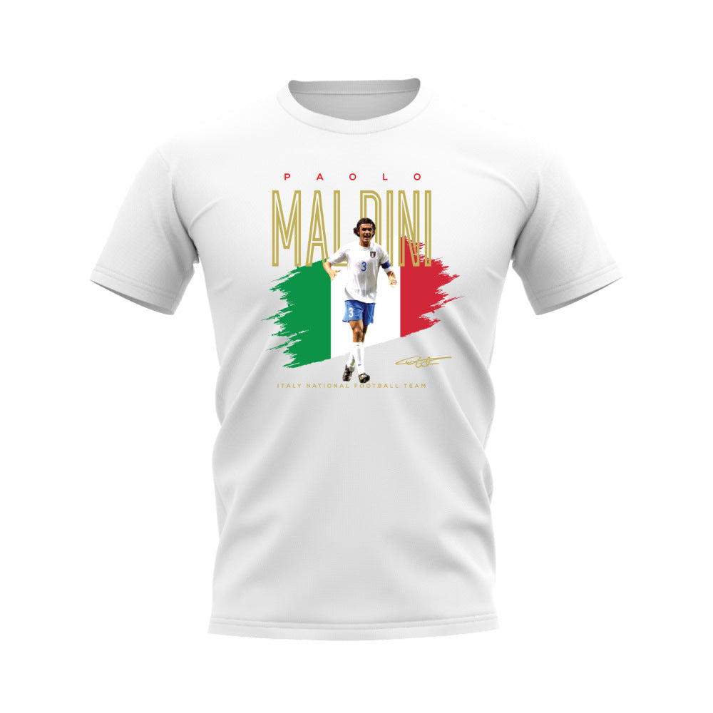 Paolo Maldini Italy Football Celebration T-Shirt (White)  UKSoccershop   