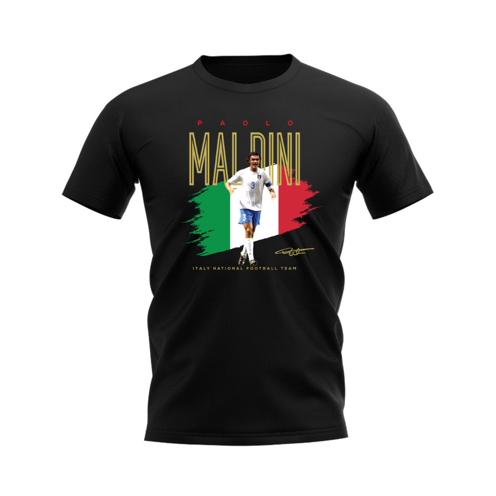 Paolo Maldini Italy Football Celebration T-Shirt (Black)  UKSoccershop   