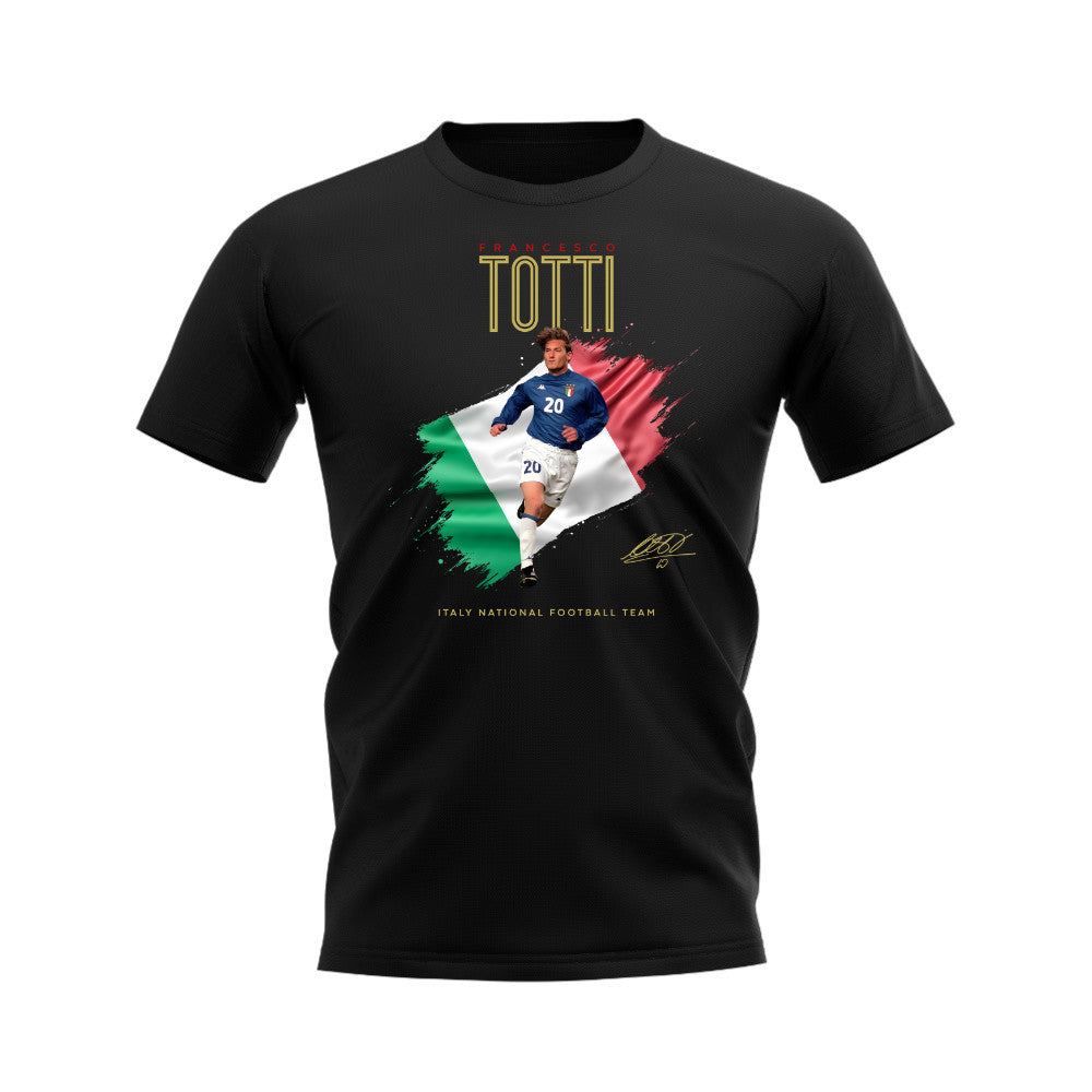 Francesco Totti Italy Image T-Shirt (Black)  UKSoccershop   