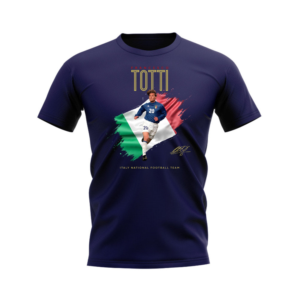 Francesco Totti Italy Image T-Shirt (Navy)  UKSoccershop   
