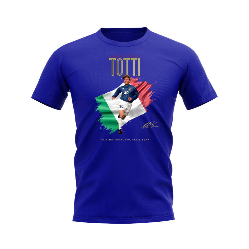 Francesco Totti Italy Image T-Shirt (Blue)  UKSoccershop   