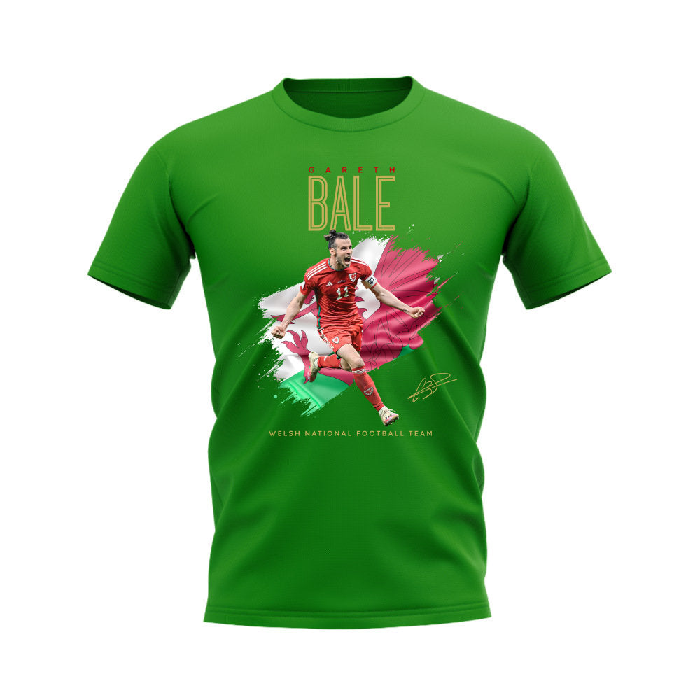 Gareth Bale Wales Celebration T-Shirt (Green)  UKSoccershop   