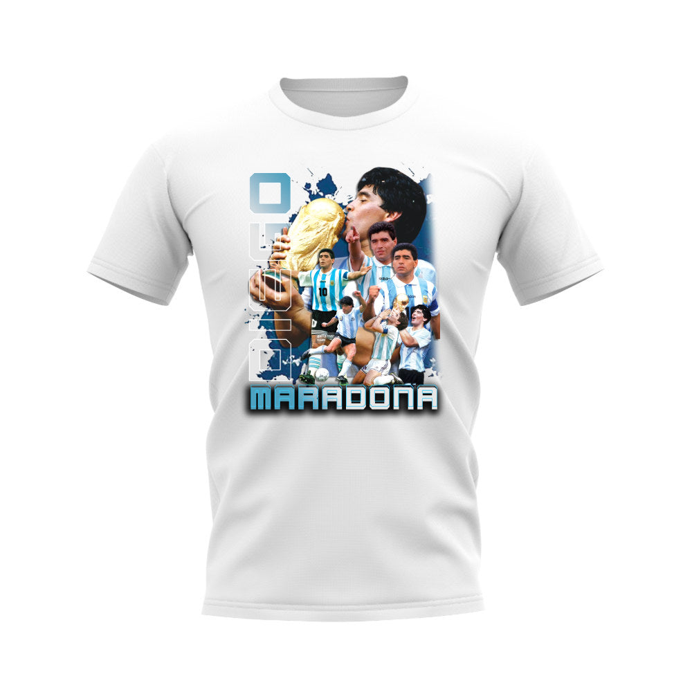 Diego Maradona Bootleg T-Shirt (White)  UKSoccershop   