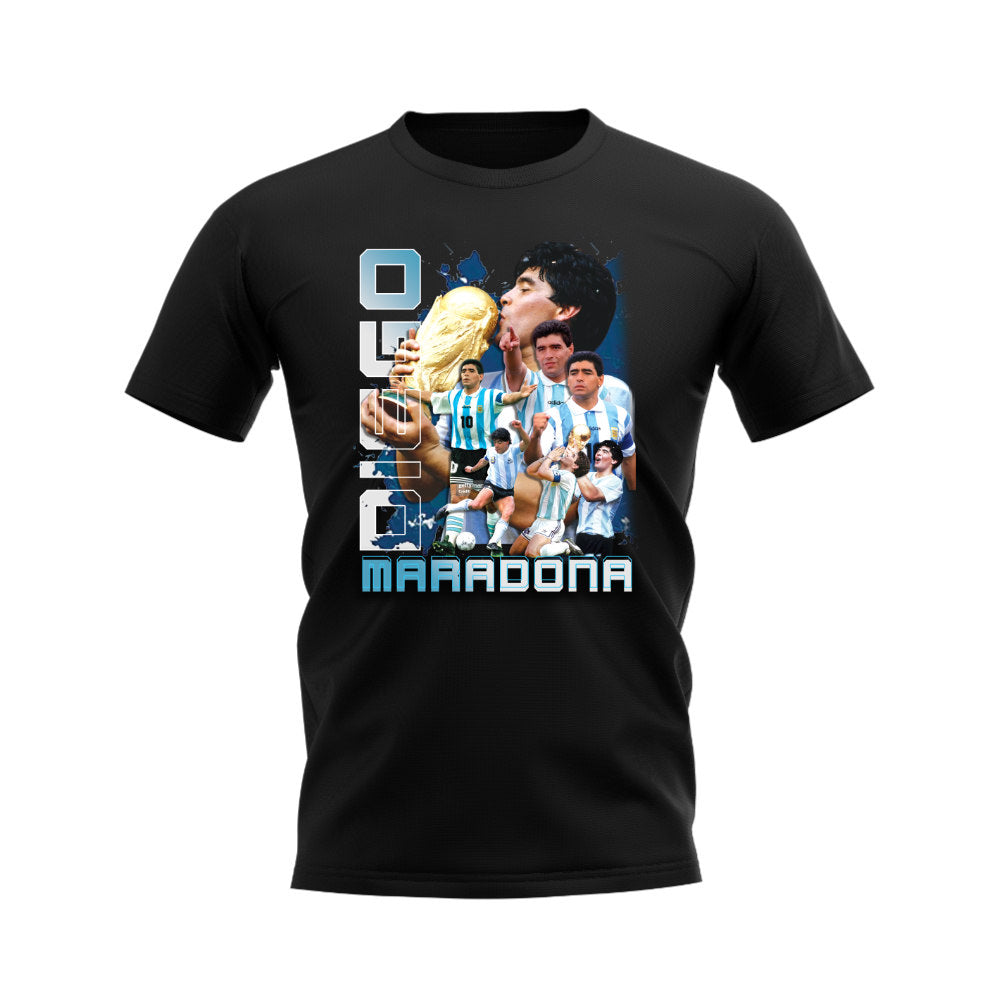 Diego Maradona Bootleg T-Shirt (Black)  UKSoccershop   