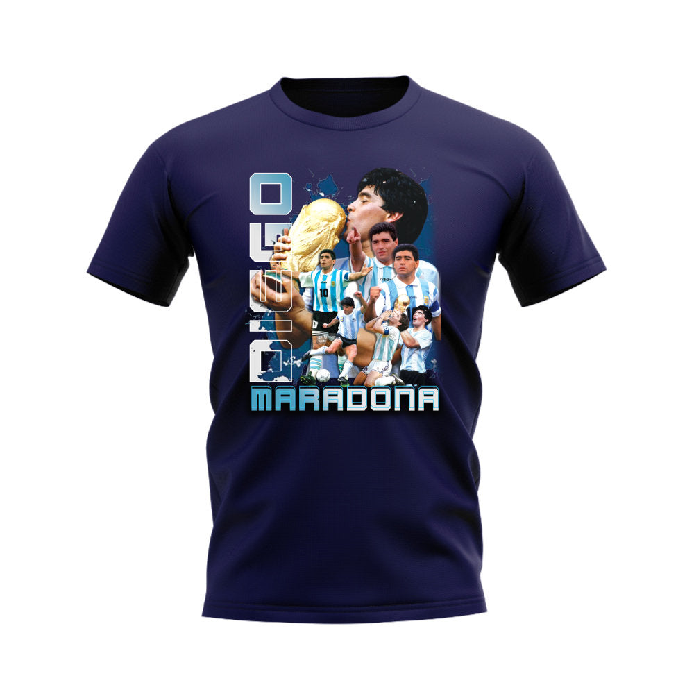 Diego Maradona Bootleg T-Shirt (Navy)  UKSoccershop   