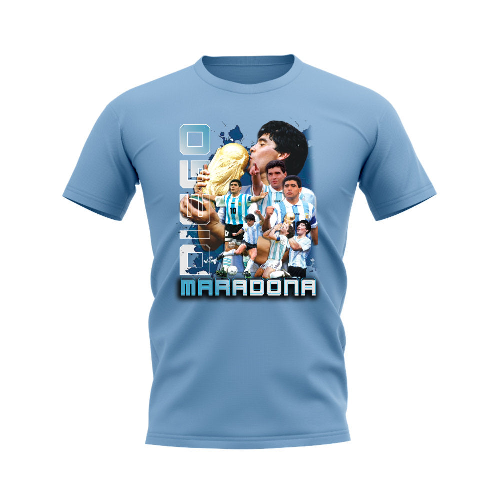 Diego Maradona Bootleg T-Shirt (Sky Blue)  UKSoccershop   