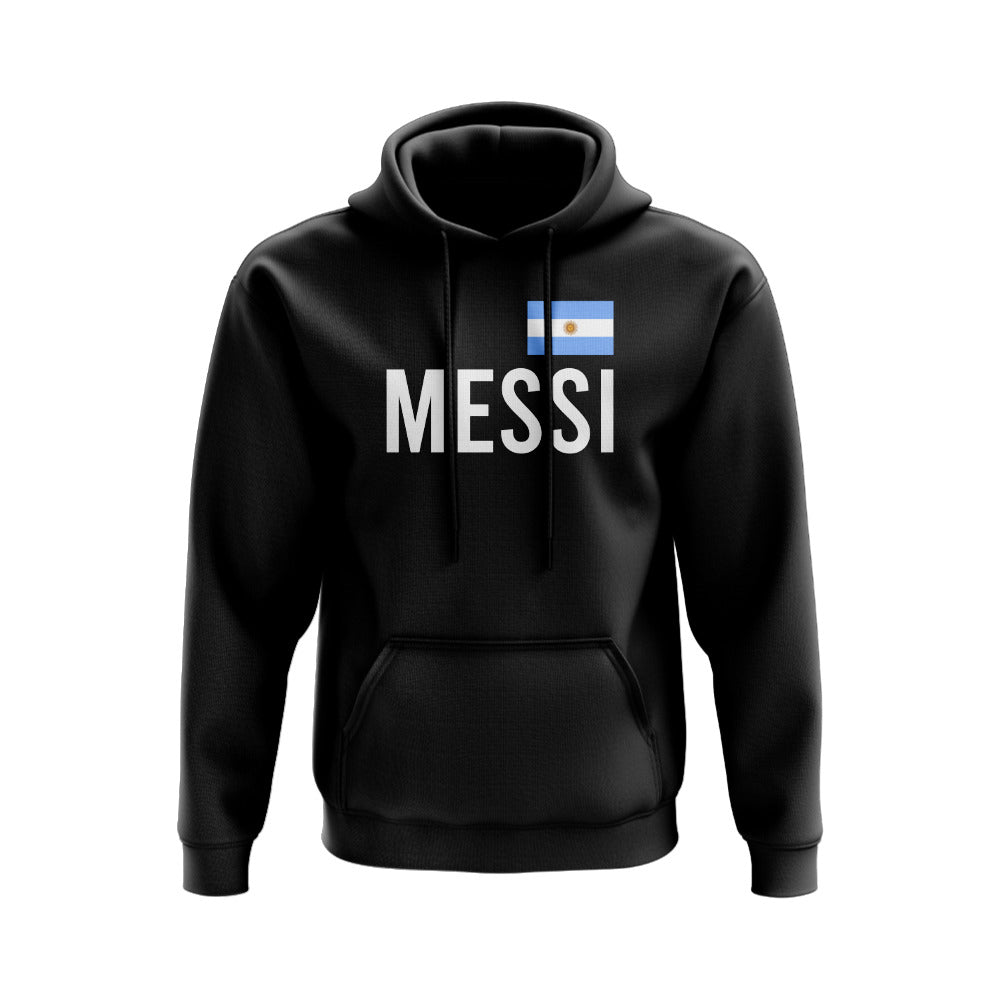 Lionel Messi Argentina Name Hoody (Black)  UKSoccershop   