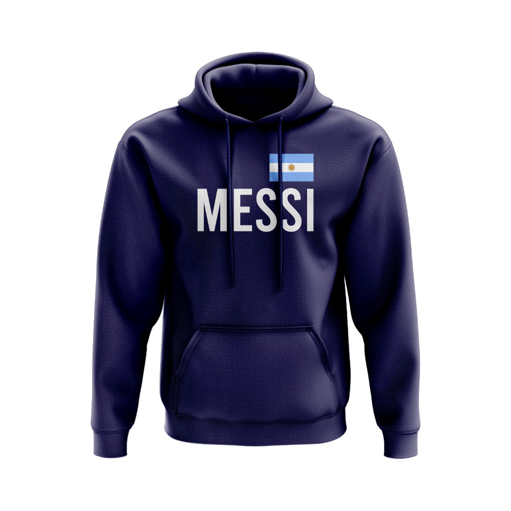 Lionel Messi Argentina Name Hoody (Navy)  UKSoccershop   