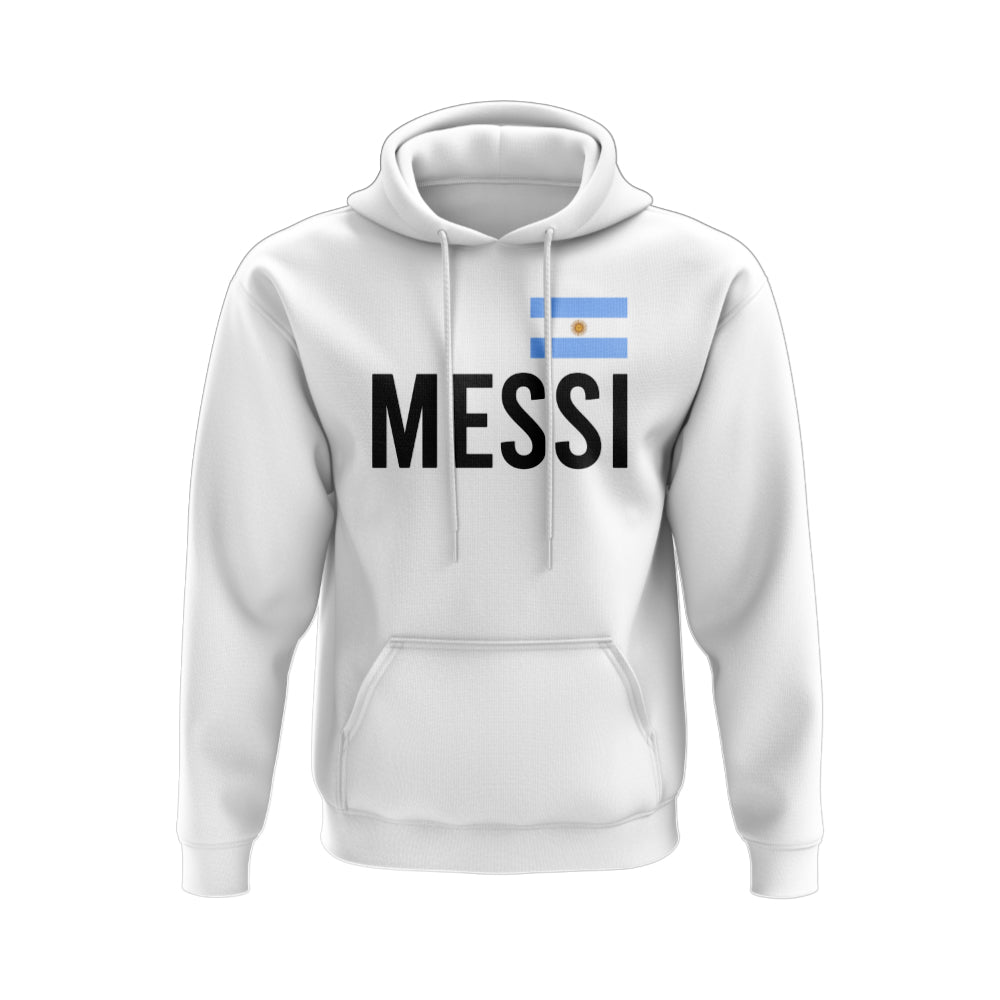 Lionel Messi Argentina Name Hoody (White)  UKSoccershop   