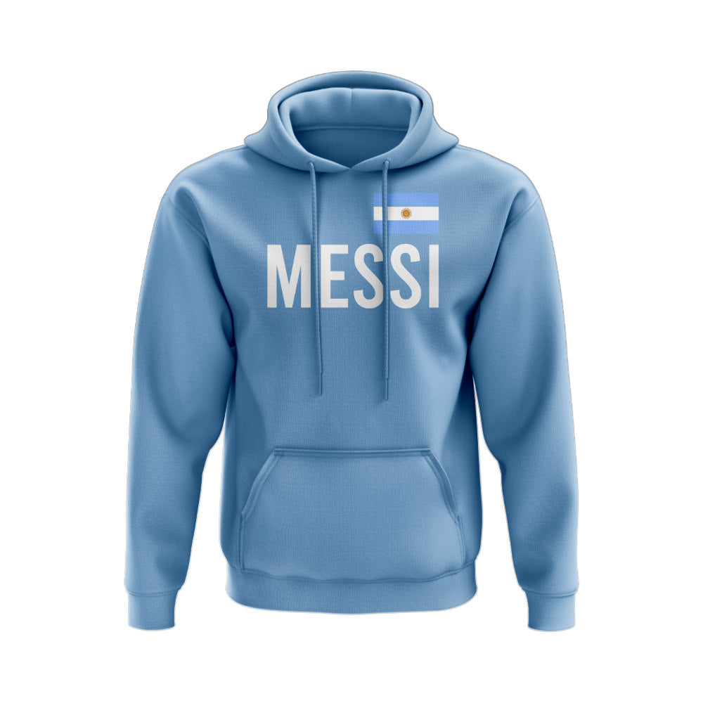 Lionel Messi Argentina Name Hoody (Sky Blue)  UKSoccershop   