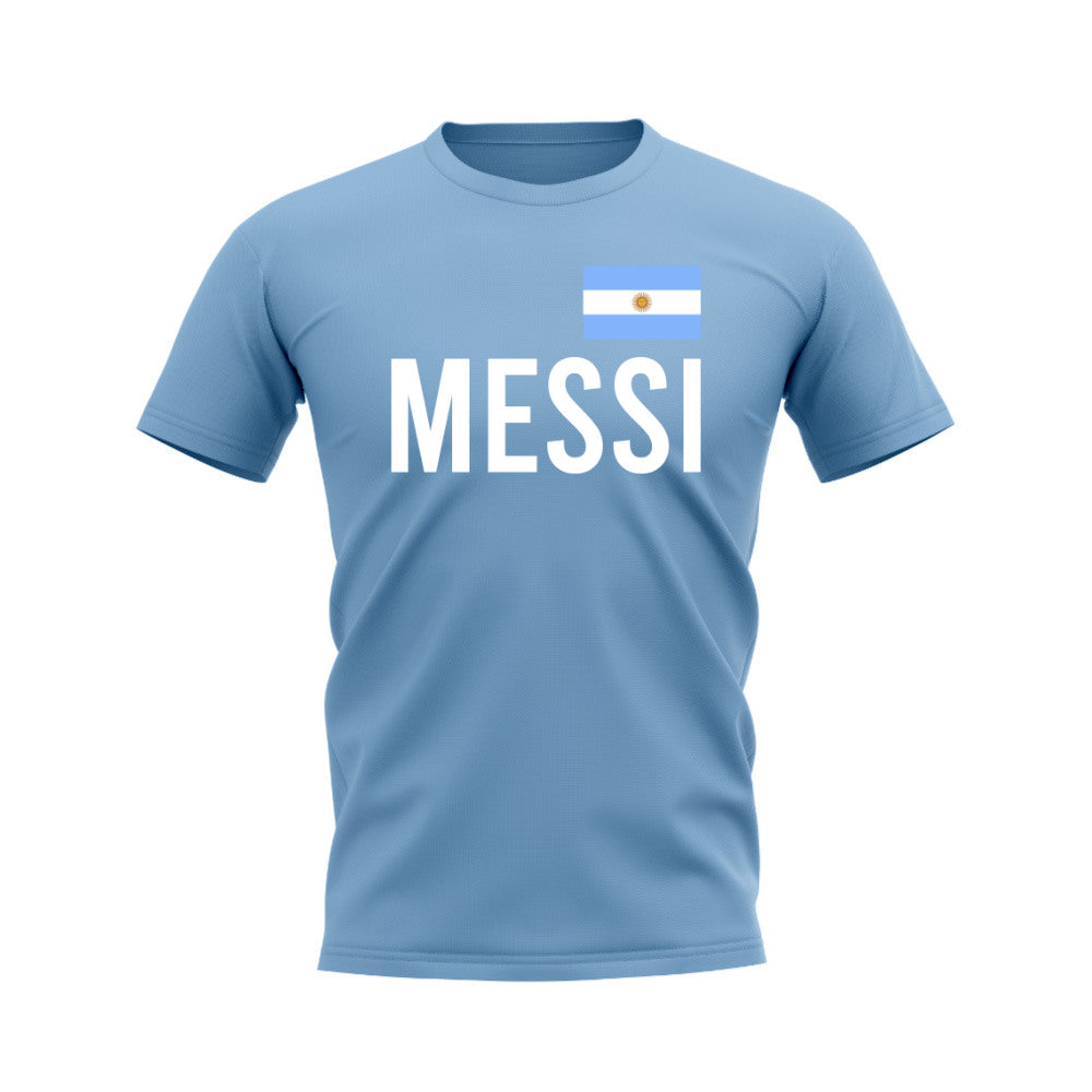 Lionel Messi Argentina Name T-shirt (Sky Blue)  UKSoccershop   