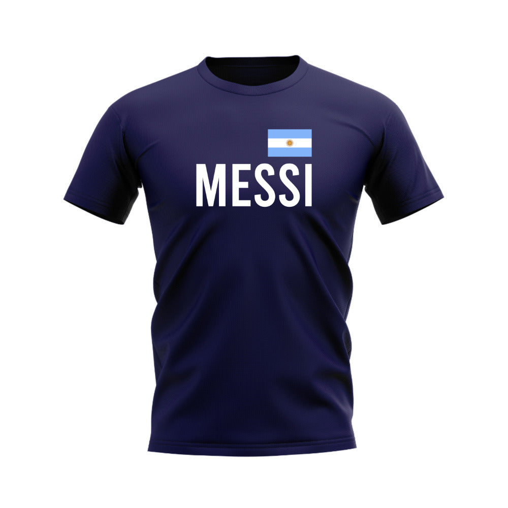 Lionel Messi Argentina Name T-shirt (Navy)  UKSoccershop   