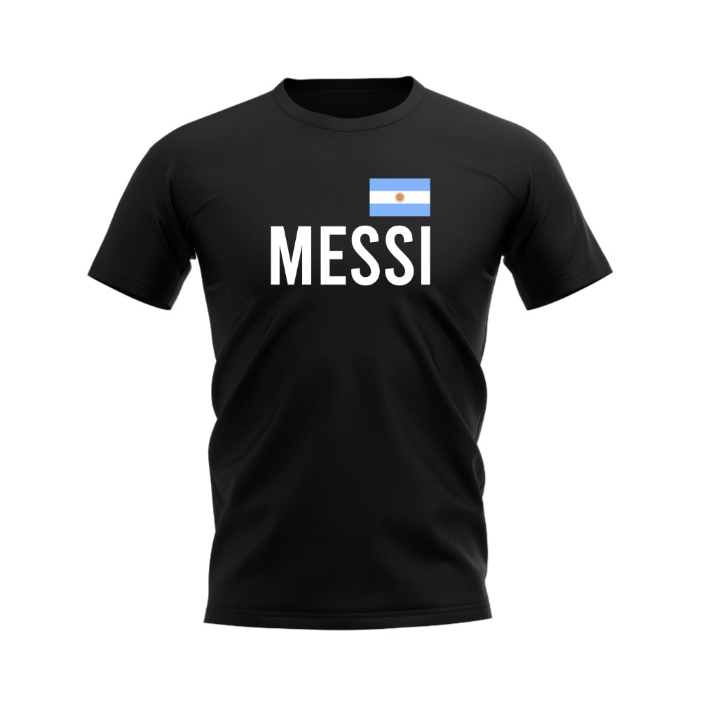 Lionel Messi Argentina Name T-shirt (Black)  UKSoccershop   