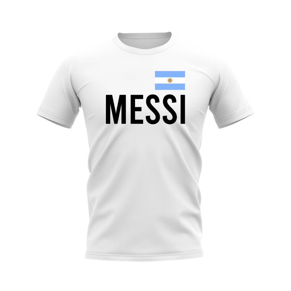 Lionel Messi Argentina Name T-shirt (White)  UKSoccershop   