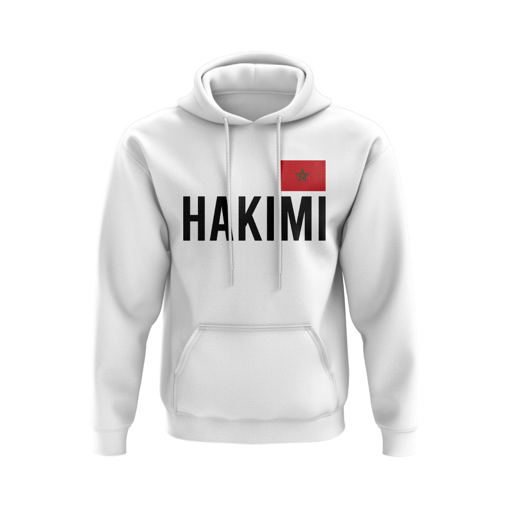 Achraf Hakimi Morocco Name Hoody (White)  UKSoccershop   