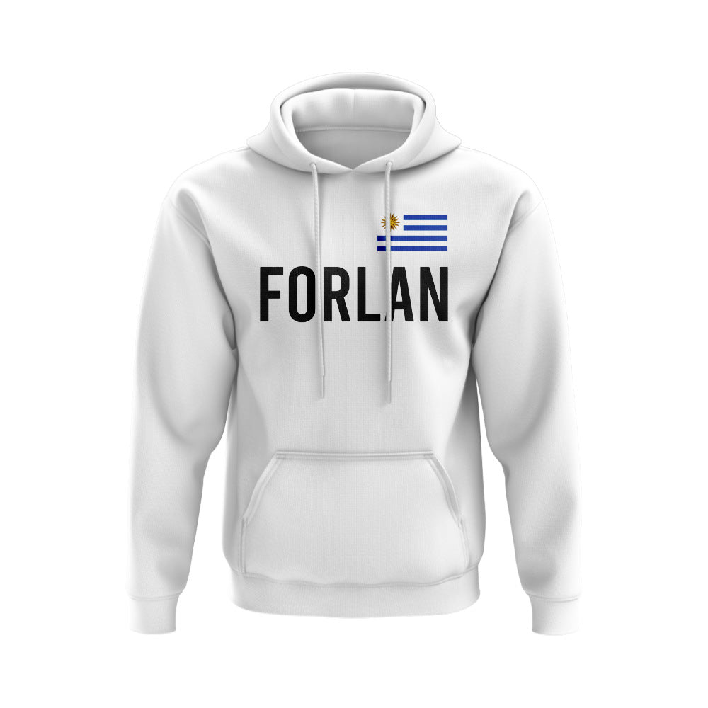 Diego Forlan Uruguay Name Hoody (White)  UKSoccershop   