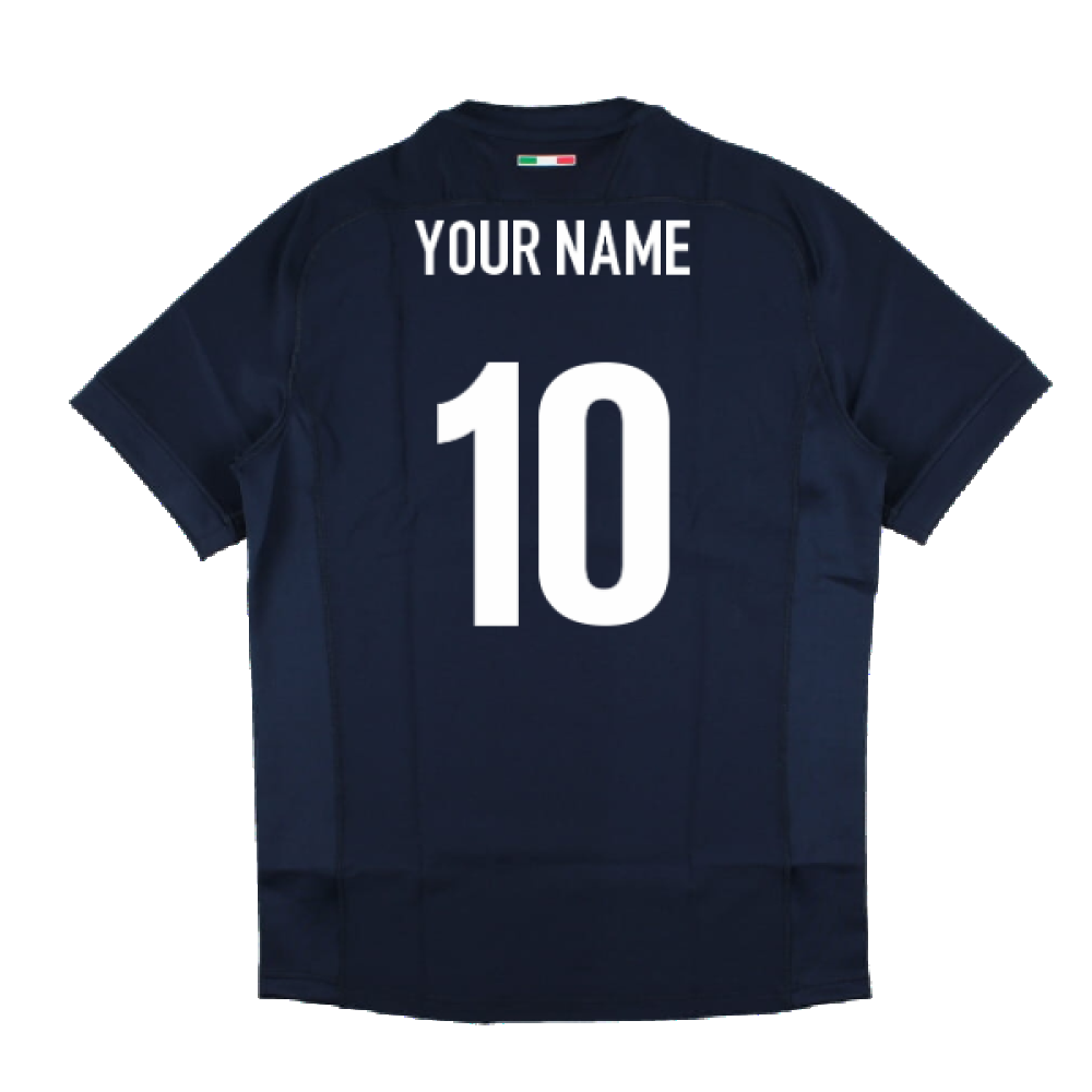 2022-2023 Italy Rugby Warm Up Training Shirt (Navy) (Your Name) Product - Hero Shirts Macron   