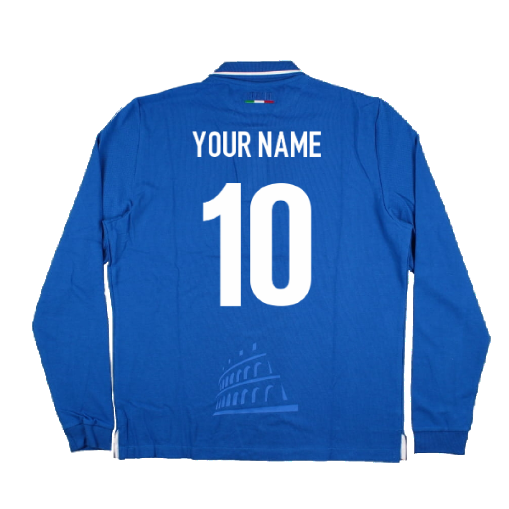 2022-2023 Italy Rugby LS Cotton Home Shirt (Your Name) Product - Hero Shirts Macron   