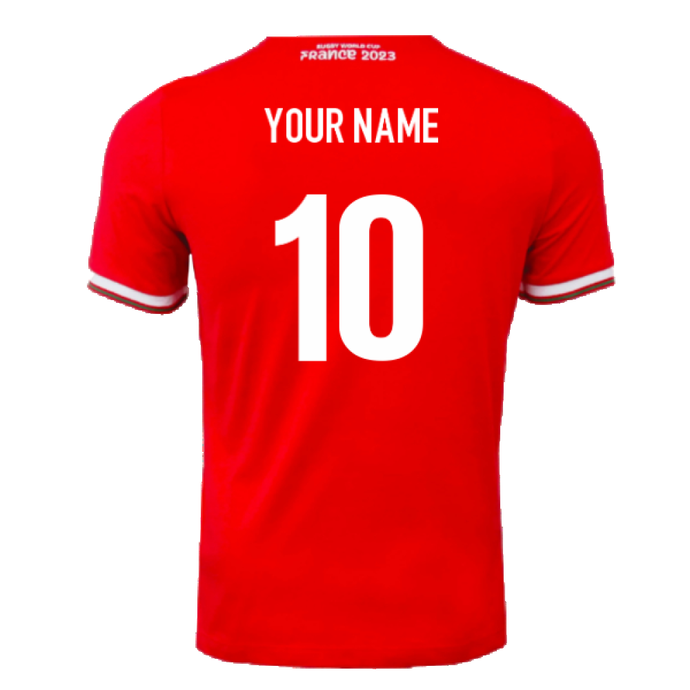 2023-2024 Wales Rugby RWC Poly Tee (Red) (Your Name) Product - Hero Shirts Macron   