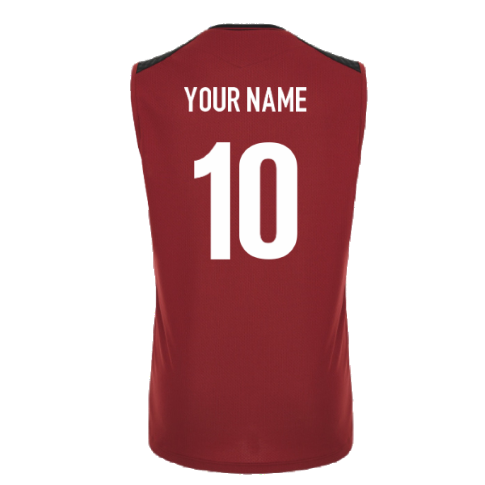 2023-2024 Wales Rugby Sleeveless Training Vest (Red) (Your Name) Product - Hero Shirts Macron   