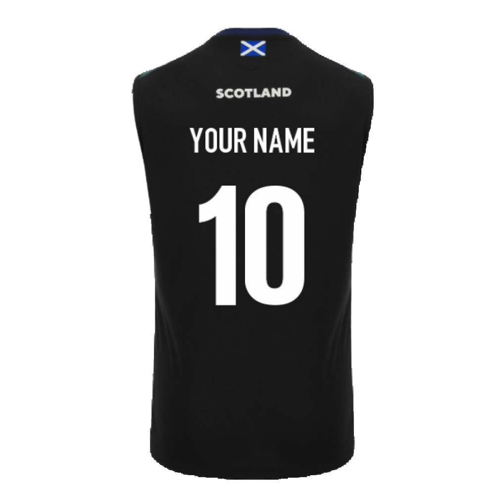 2023-2024 Scotland Rugby Training Gym Vest (Black) (Your Name) Product - Hero Shirts Macron   