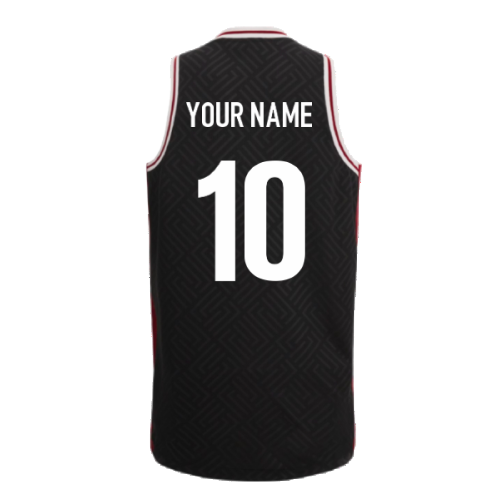 2023-2024 Wales Rugby Basketball Singlet (Black) (Your Name) Product - Hero Shirts Macron   