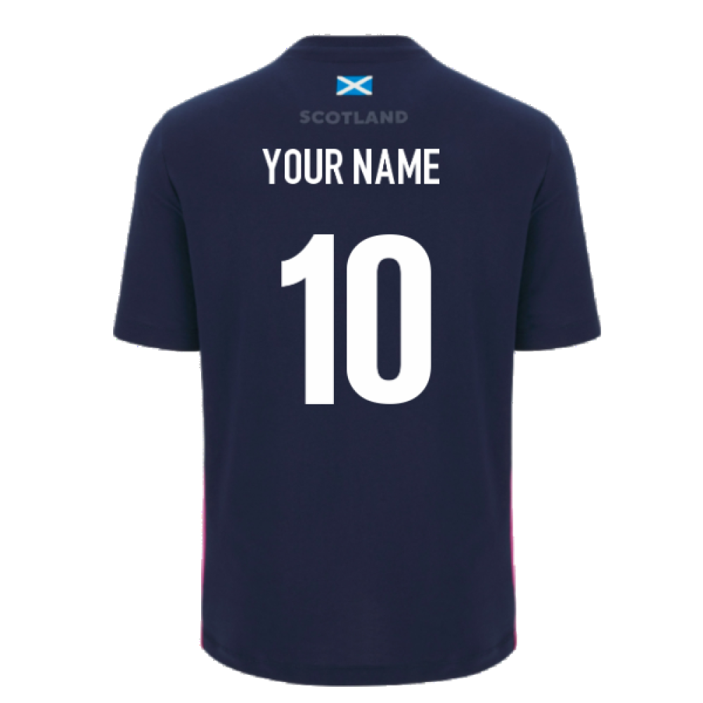 2023-2024 Scotland Rugby Leisure Tee (Navy) (Your Name) Product - Hero Shirts Macron   