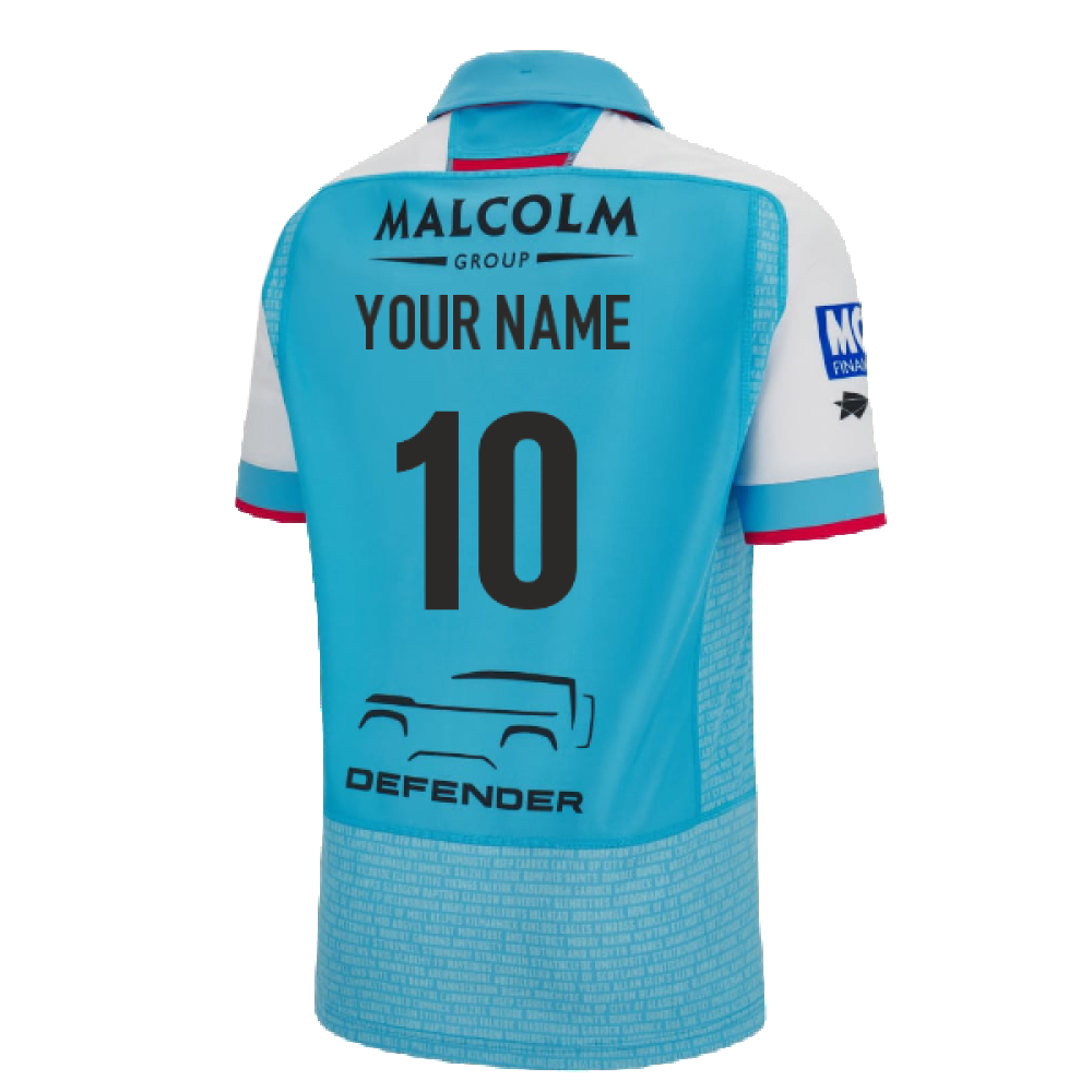 2023-2024 Glasgow Warriors Away Rugby Shirt (Your Name) Product - Hero Shirts Macron   