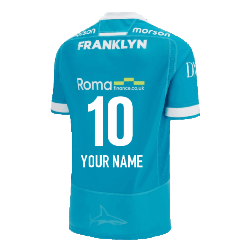 2023-2024 Sale Sharks Rugby Away Shirt (Your Name) Product - Hero Shirts Macron   