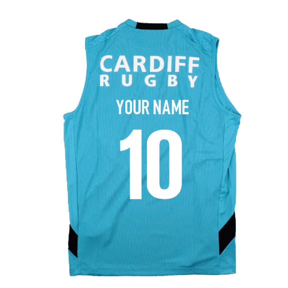 2023-2024 Cardiff Blues Rugby Training Vest (Aqua) (Your Name) Product - Hero Shirts Macron   
