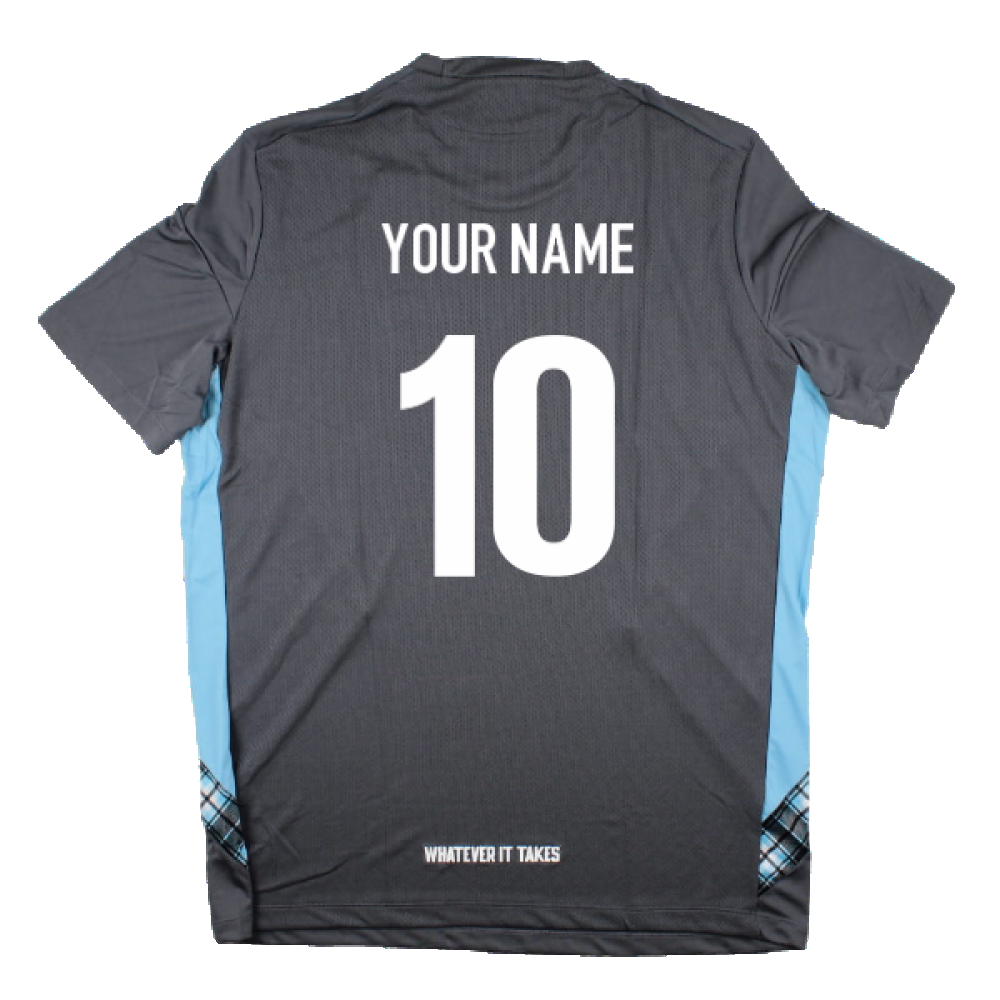 2023-2024 Glasgow Warriors Rugby Gym Training T-Shirt (Grey) (Your Name) Product - Hero Shirts Macron   