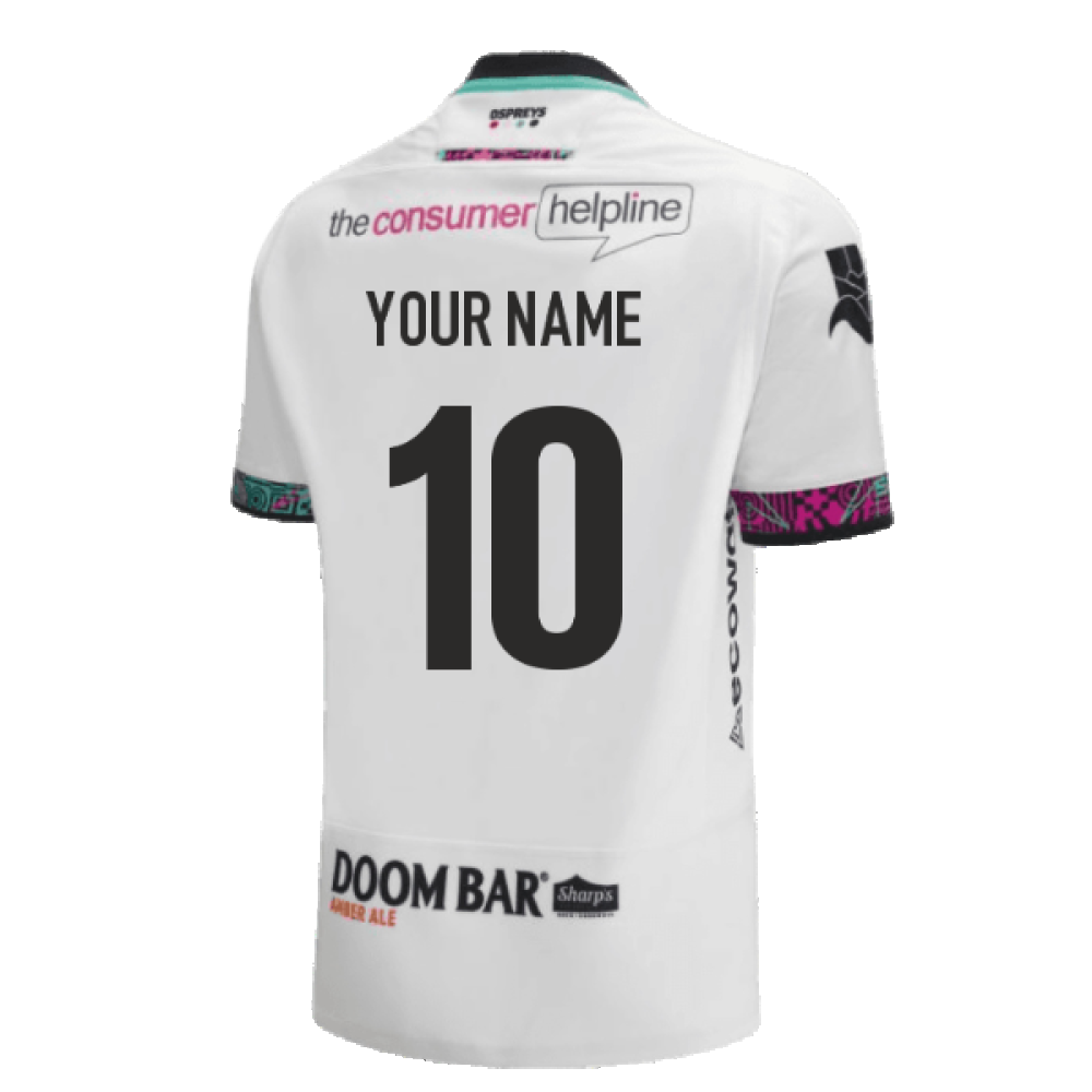 2023-2024 Ospreys Rugby Alternate Poly Replica Shirt (Your Name) Product - Hero Shirts Macron   