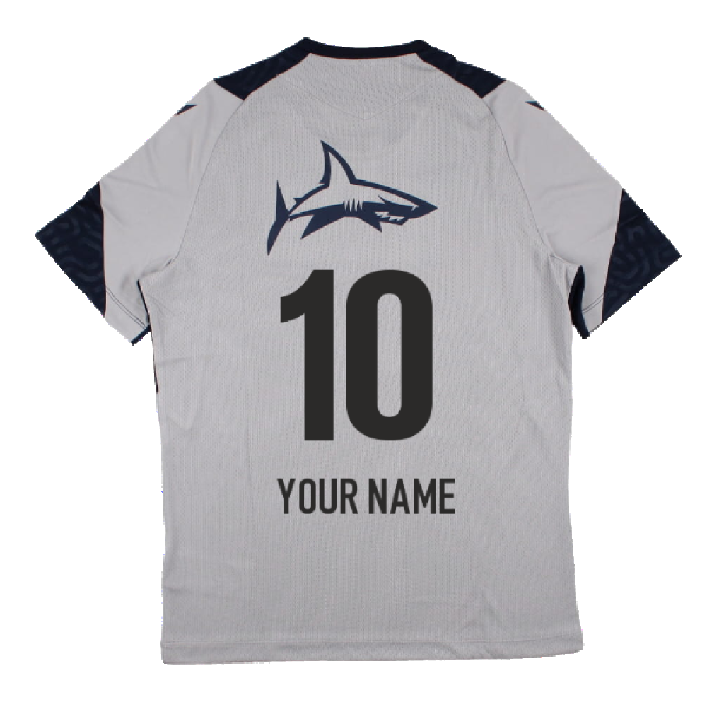 2023-2024 Sale Sharks Players Training Poly Shirt (Grey) (Your Name) Product - Hero Shirts Macron   