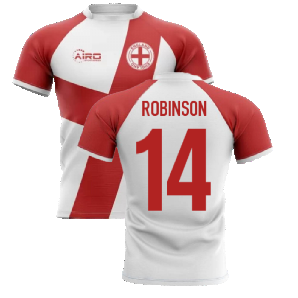 2023-2024 England Flag Concept Rugby Shirt (Robinson 14) Product - Hero Shirts Airo Sportswear   