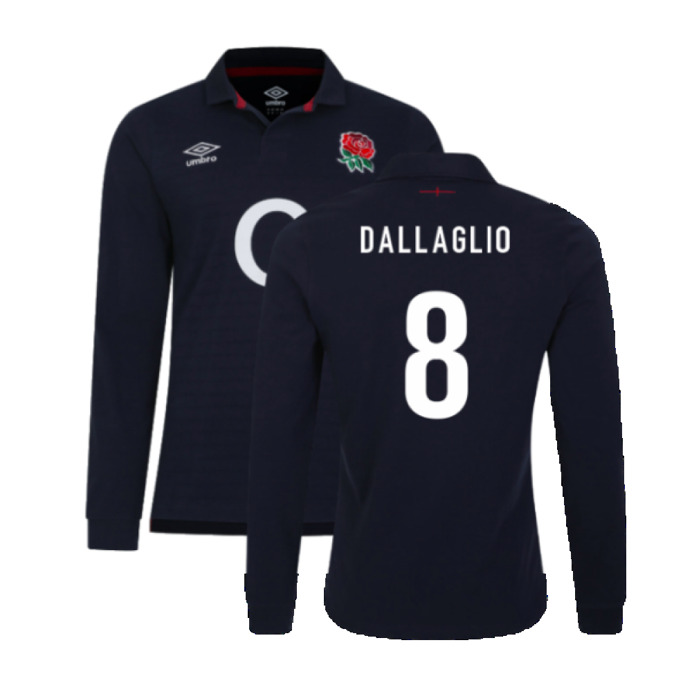 2023-2024 England Rugby Alternate LS Classic Jersey (Kids) (Dallaglio 8) Product - Hero Shirts Umbro   