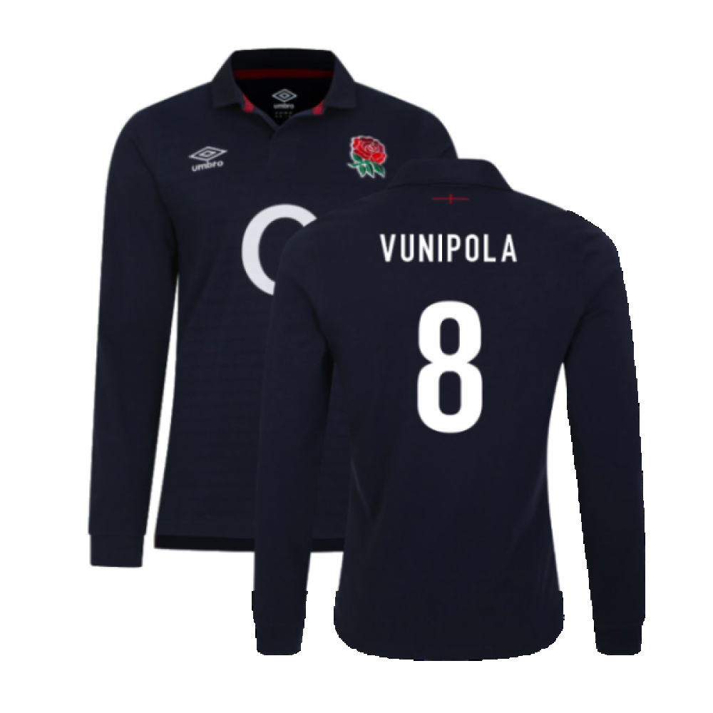 2023-2024 England Rugby Alternate LS Classic Jersey (Kids) (Vunipola 8) Product - Hero Shirts Umbro   