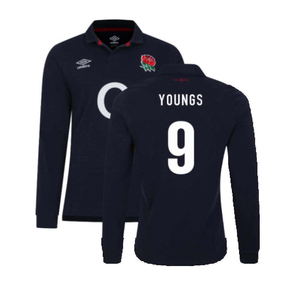 2023-2024 England Rugby Alternate LS Classic Jersey (Kids) (Youngs 9) Product - Hero Shirts Umbro   
